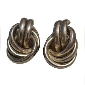 VINTAGE STAINLESS STEEL MODIFIED KNOT EARRINGS